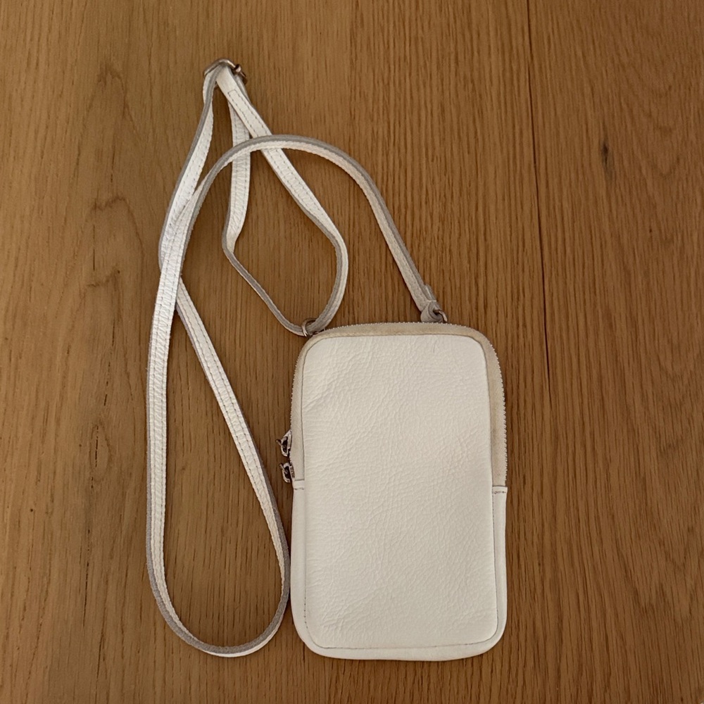 Italian Leather White Crossbody Bag